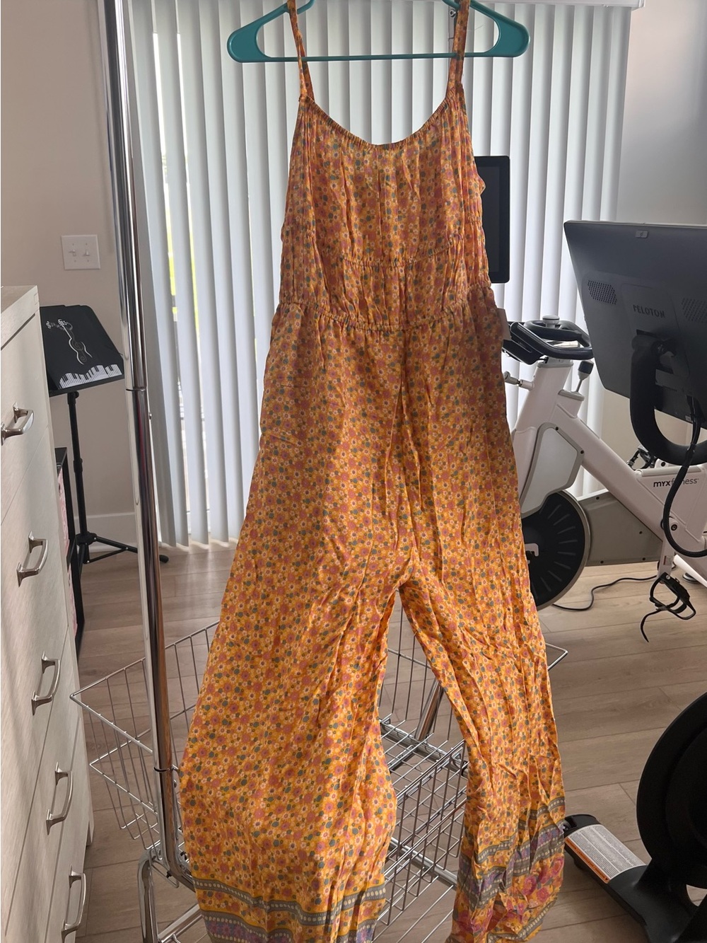 Fun Womenโs Floral Orange Wide-Leg Jumpsuit